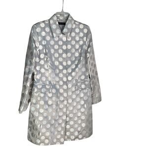 Context 10 silver grey silk satin polka dot lined fitted stroller coat guc